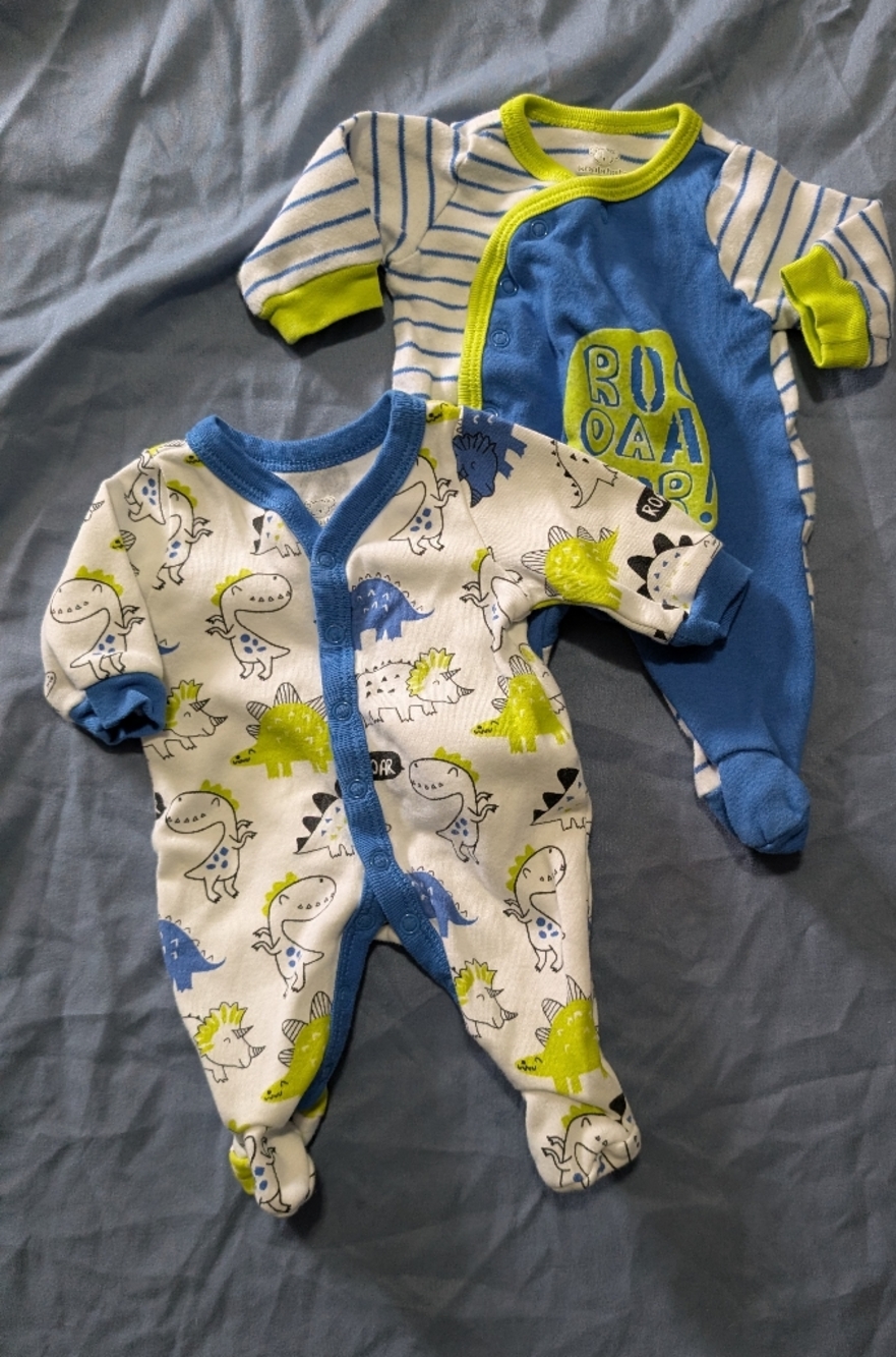 Preemie Dino Footed Sleepers Lot Of 2 *S22